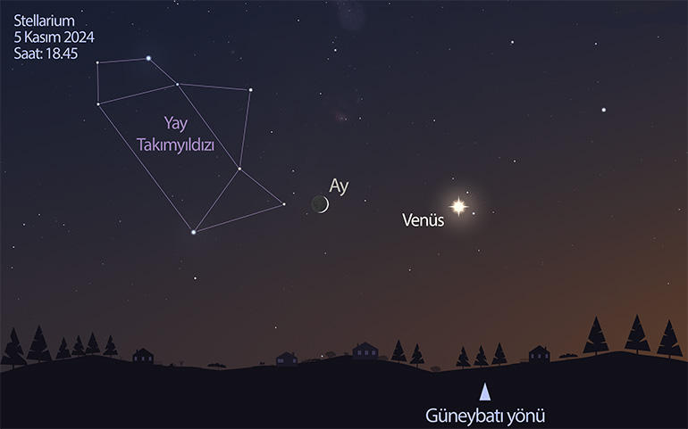 5 Kasım'da Venüs ve Ay yakın görünümde 5 Kasım'da Venüs ve Ay yakın görünümde