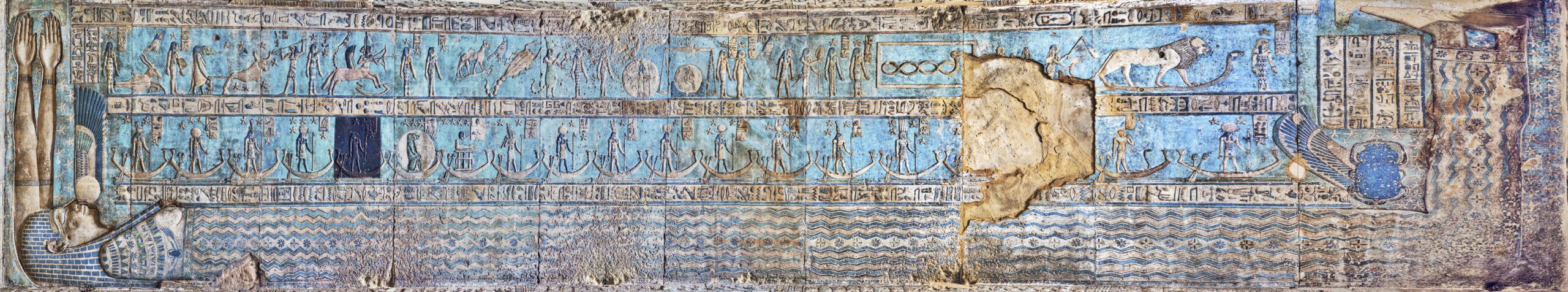 C0456466 Night sky and goddess Nut in Egyptian temple scaled